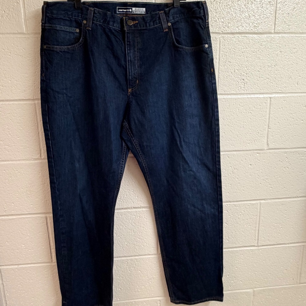 Carhartt Mens Relaxed Fit Straight Leg Denim Jeans 40x32 Dark Wash Workwear
